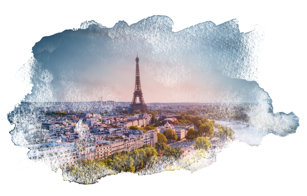 view of the Eiffel tower at sunset